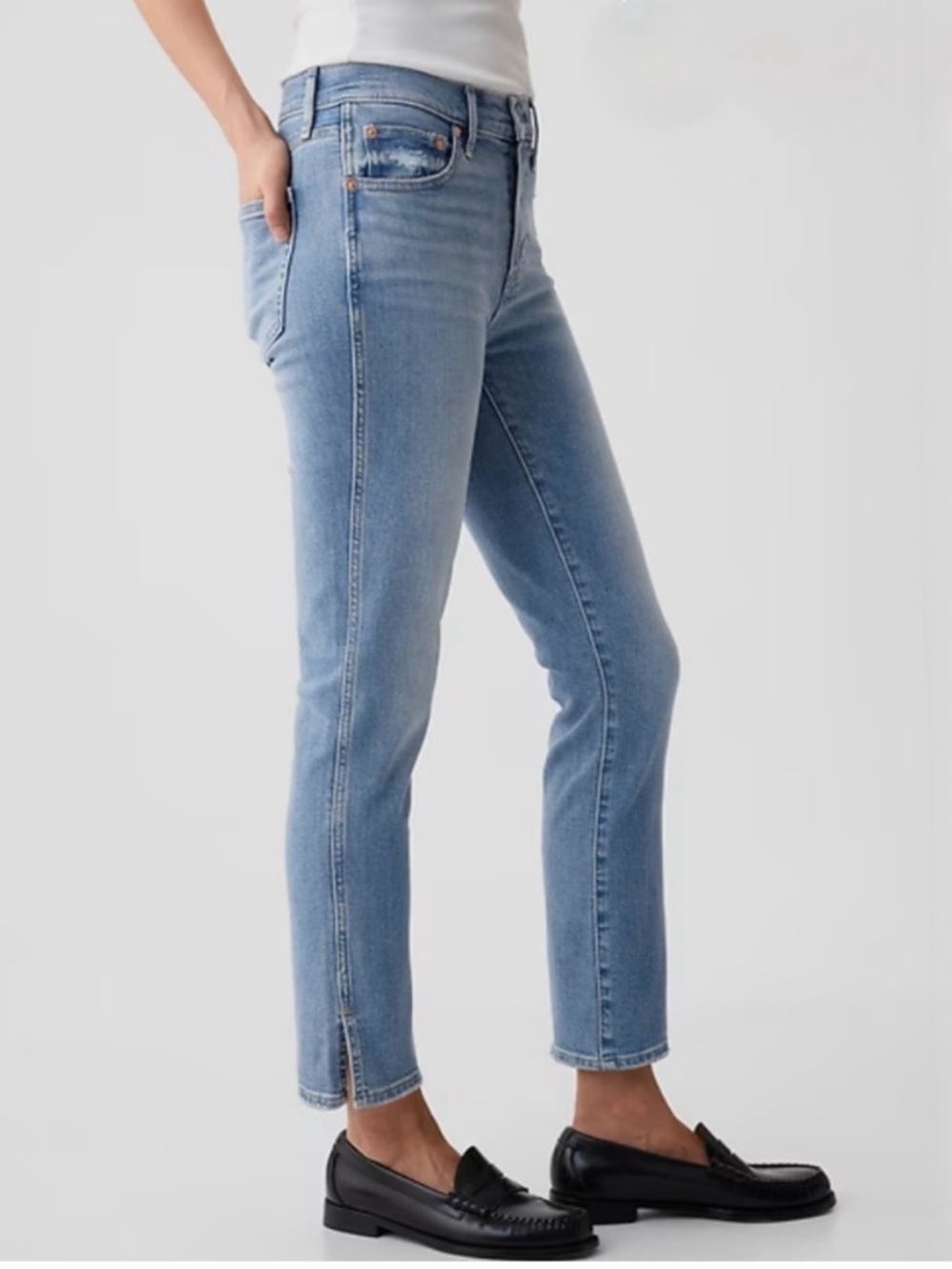 Gap Vintage Slim Mid Rise with Ankle Slit Jeans in Light/Medium Denim Wash